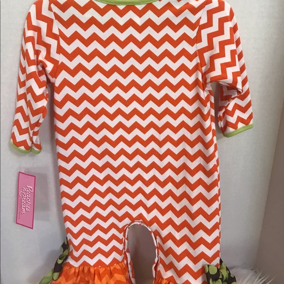 Beautiful Peaches N Cream Halloween pumpkin Romper size  12, 18, 24 months NWT - Picture 5 of 6